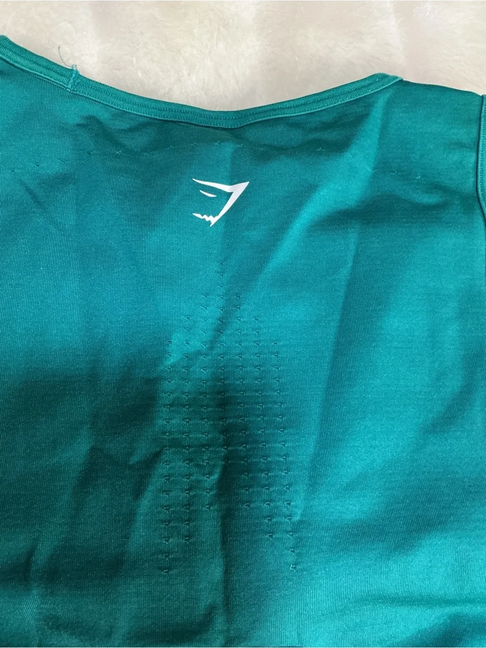 Gymshark seamless crop with back cut out teal green size small